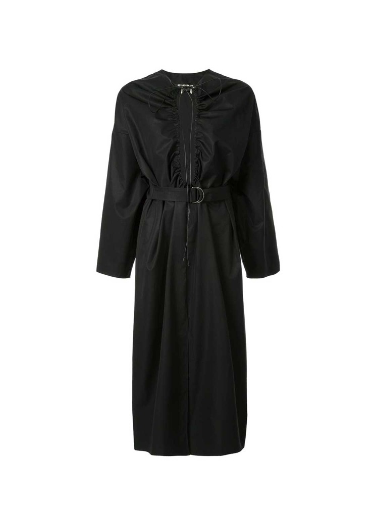 BLACK DRAWSTRING PANEL SHIRT DRESS  보야로브스카야 블랙 드로우스트링 판넬 셔츠 드레스 - 아데쿠베