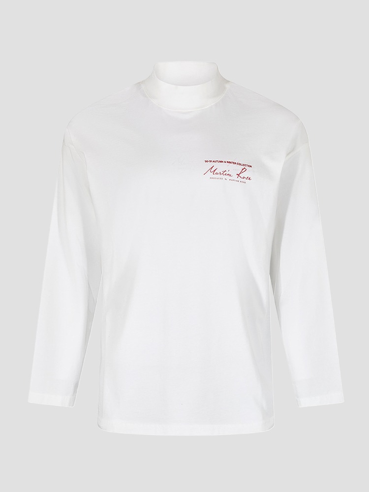 WHITE FUNNEL NECK T-SHIRT  마틴 로즈 화이트 퍼넬 넥 티셔츠 - 아데쿠베