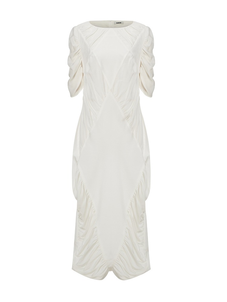 SHORT SLEEVES DRESS(WHITE) HANKIM 체크 슬리브리스 드레스(화이트) - 아데쿠베