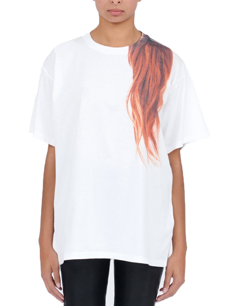 WHITE HAIR PRINTED T-SHIRT  MM6 화이트 헤어 프린트 티셔츠 - 아데쿠베
